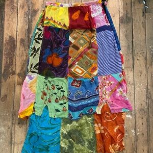 Vintage Colorful Patchwork Maxi Skirt